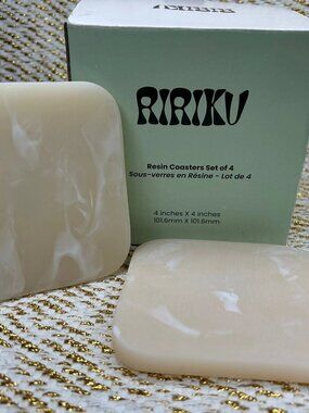 Set of 4 RIRIKU Resin Coasters Drink Coasters Modern Home Decor 4 Inches
